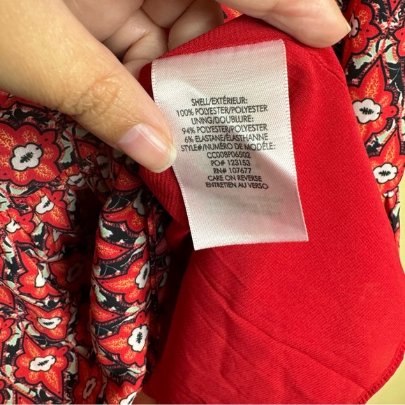 Alice + Olivia Elvira Tiered Long Sleeve Smocked Mini Dress in Red/Black Size 4 - Picture 10 of 16